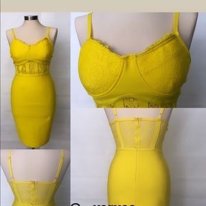 Sexy Yellow lace dress